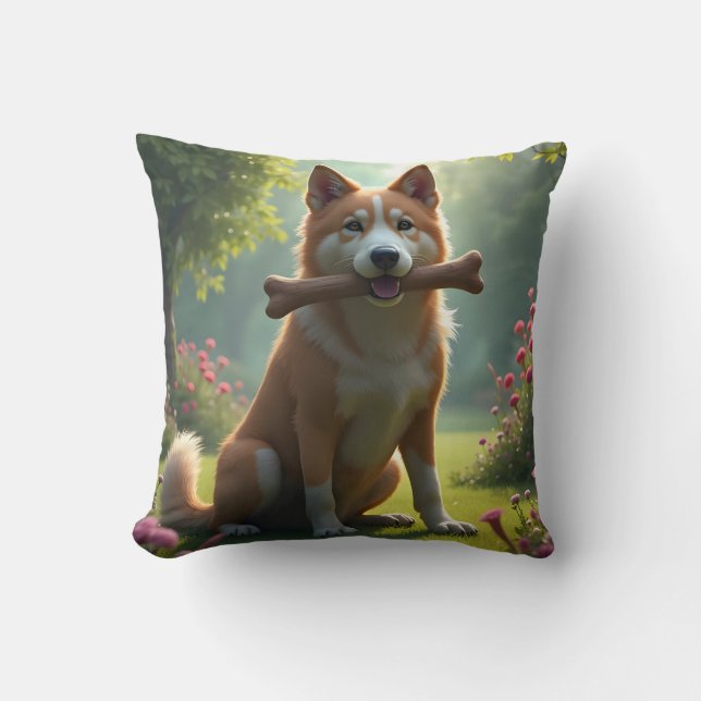 Coussin de jet de portrait de chien loyal – Cœur d (Recto)