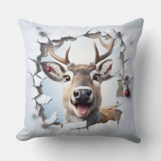 Coussin de jet de rennes de Noël mignon