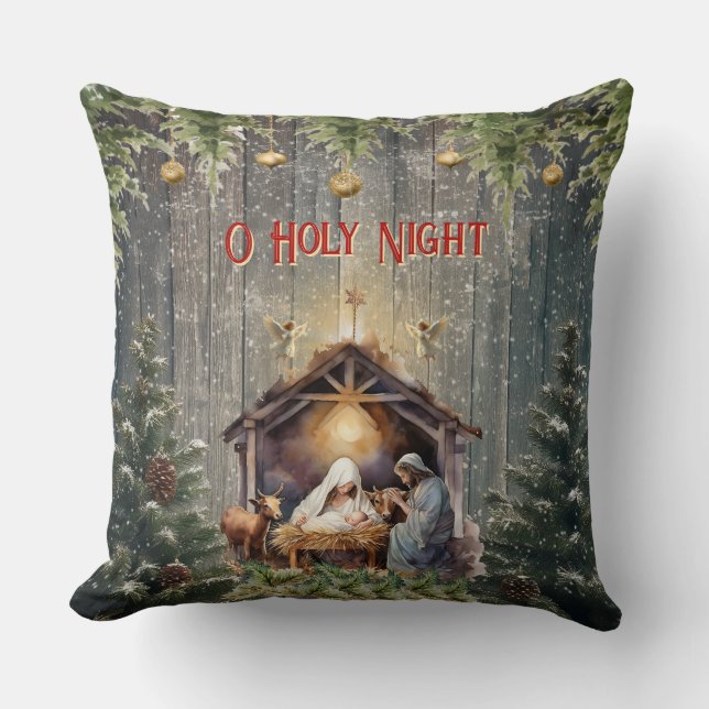 Coussin de jet de scène de la Nativité de Noël (Recto)