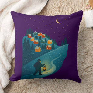 Coussin de jet de scène nocturne de la promenade a