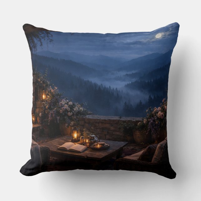 Coussin de jet de terrasse Rose Vallée de la Lune (Recto)