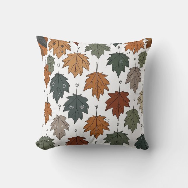 Coussin de jet décoratif à motif de feuille d'auto (Recto)