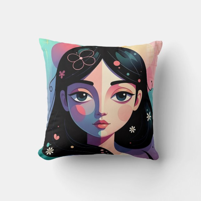 Coussin de jet décoratif d'art moderne fantaisiste (Recto)