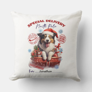 Coussin de jet décoratif Noël Border Collie mignon