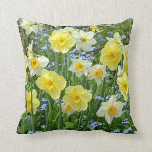 Coussin de jet d'impression de jonquilles de