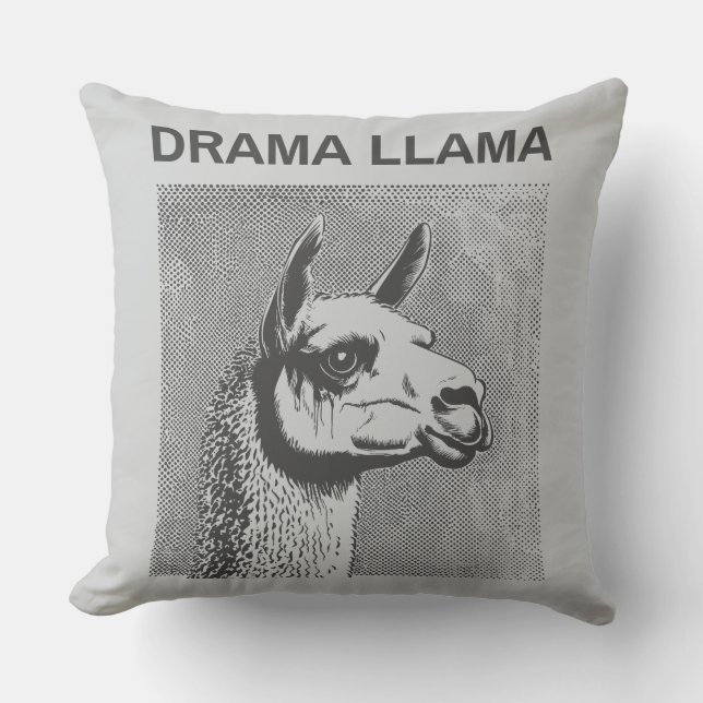 Coussin de jet drôle Lama Drame (Recto)