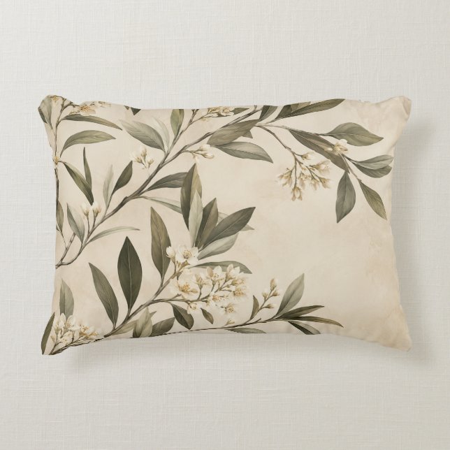Coussin de jet élégant à motif botanique de branch (Devant)