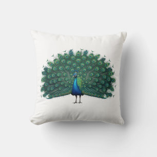 Coussin de jet élégant à motif de plume de paon