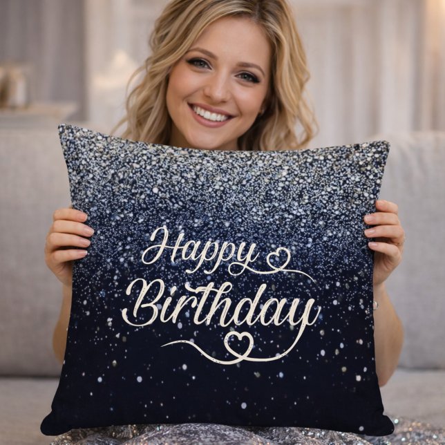 Coussin de jet Elegant Anniversaire Paillettes Nav (Créateur téléchargé)