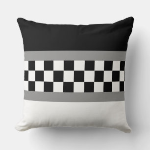 Coussin de jet élégant et stylé noir gris et blanc