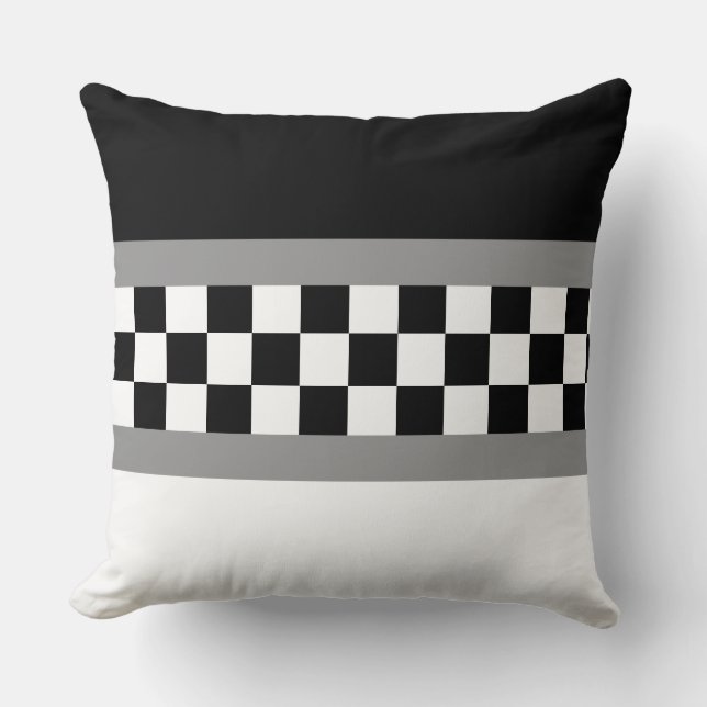 Coussin de jet élégant et stylé noir gris et blanc (Recto)