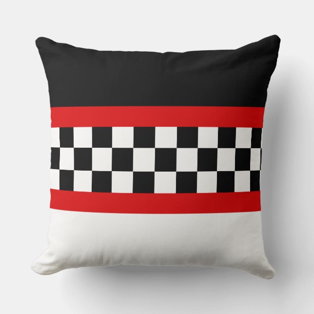 Coussin de jet élégant et stylé noir rouge et blan (Recto)