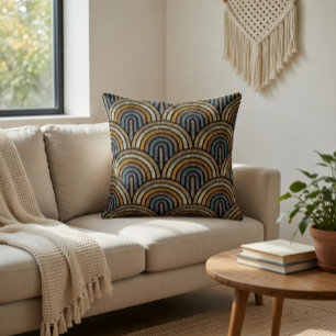 Coussin de jet élégant géométrique vintage Art Déc