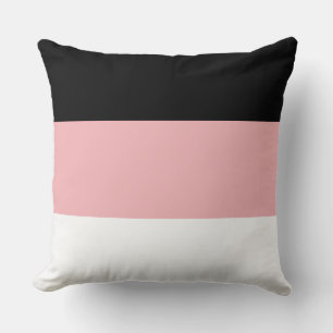 Coussin de jet élégant noir rose et blanc