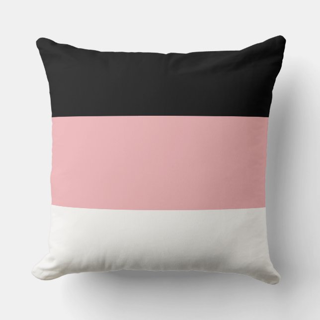 Coussin de jet élégant noir rose et blanc (Recto)