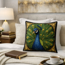 Coussin de jet élégant Paon