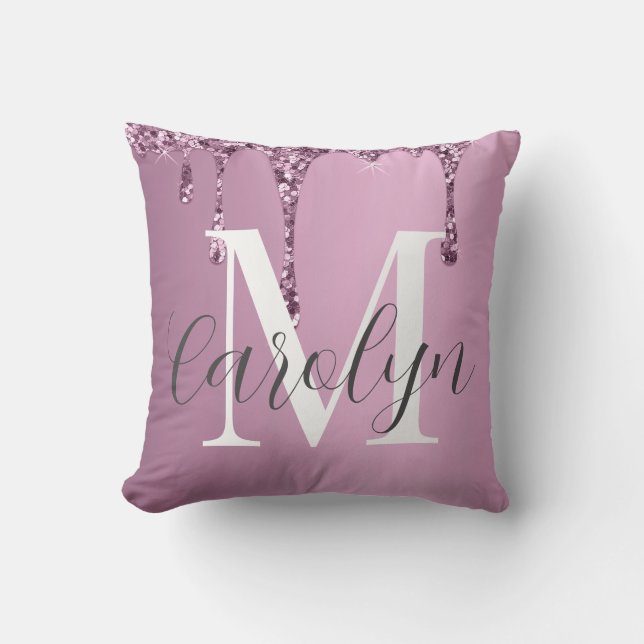 Coussin de jet élégant rose poudré à paillettes (Recto)