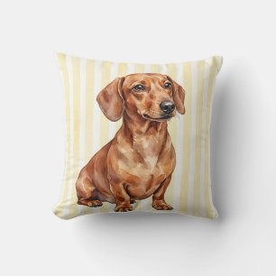 Coussin de jet en aquarelle teckel