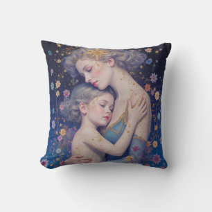 Coussin de jet en art de mère et d'enfant