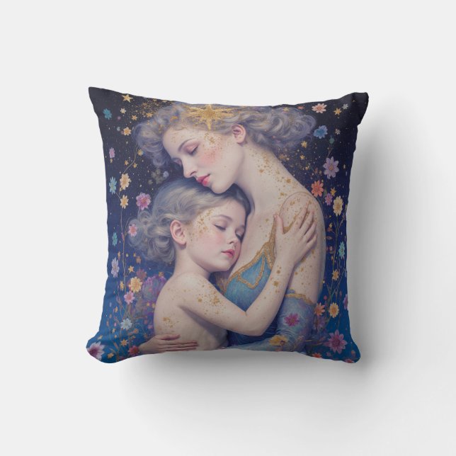 Coussin de jet en art de mère et d'enfant  (Recto)