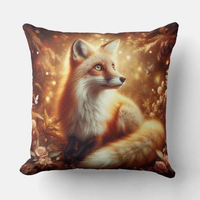 Coussin de jet en bois doré renard  (Recto)