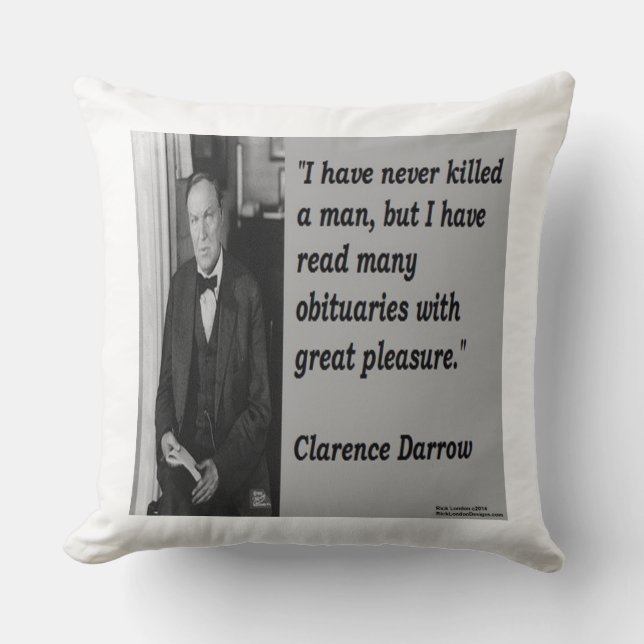 Coussin de jet en coton Clarence Darrow & citation (Recto)