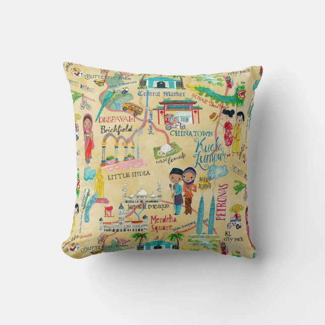 Coussin de jet en coton de la carte illustrative d (Recto)