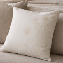 Coussin de jet en fleurs d'ivoire doux