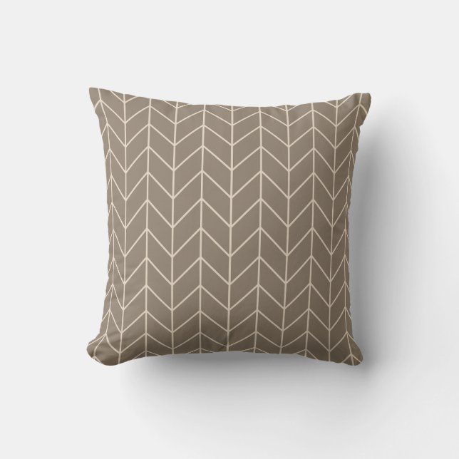 Coussin de jet en os de herringbone Taupe (Recto)