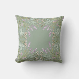 Coussin de jet en pastel doux aux brins de lavande