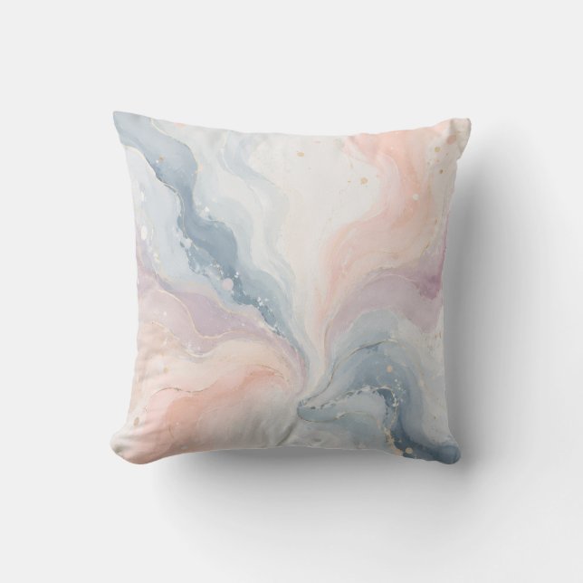 Coussin de jet en pastel doux tourbillon abstrait (Recto)
