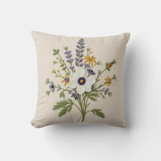 Coussin de jet en point de needlework de fleurs sa
