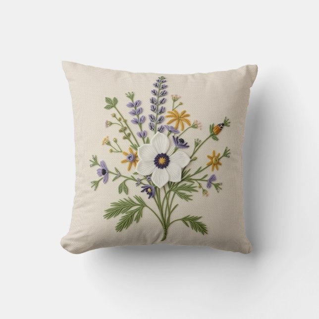 Coussin de jet en point de needlework de fleurs sa (Recto)