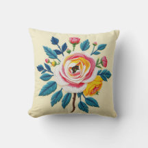 Coussin de jet en tapisserie Bouquet de roses vint
