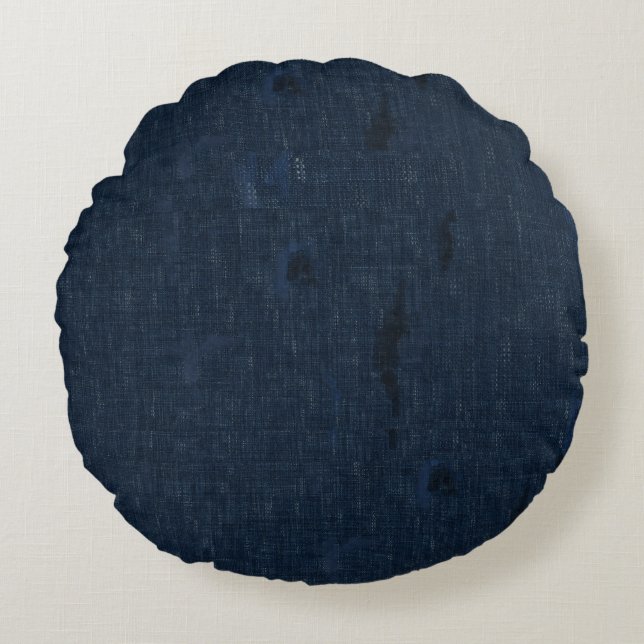 Coussin de jet en tissu de champ indigo inspiré du (Devant)