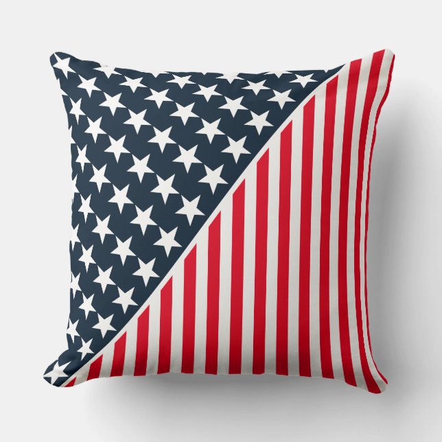 Coussin de jet - Étoiles et bandes patriotiques Co (Recto)