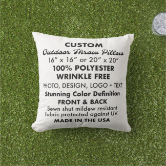 Coussin de jet extérieur personnalisé - 16" carré