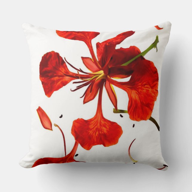 Coussin de jet fleur de Poinciana royale (Recto)