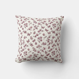 Coussin de jet floral à orchidée mûrier
