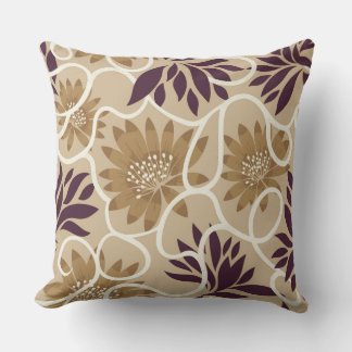 Coussin de jet floral botanique boho, beige neutre