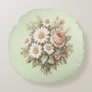 Coussin de jet floral Bouquet de roses et de margu