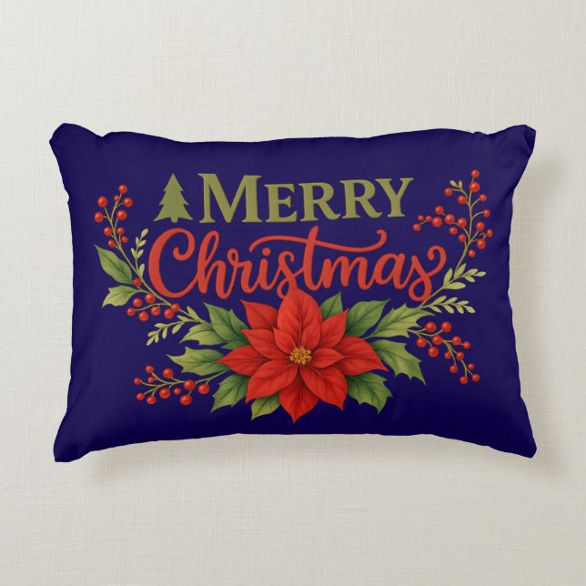Coussin de jet floral élégant de Noël (Devant)