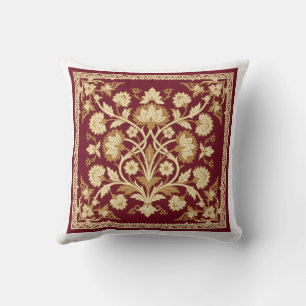 Coussin de jet floral islamique rouge