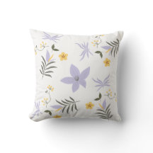 Coussin de jet floral jaune et violet doux