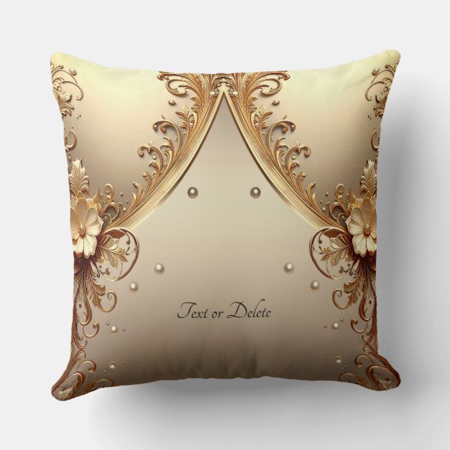 Coussin de jet floral orné doré (Verso)