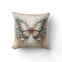 Coussin de jet floral papillon Livre, Décoration d