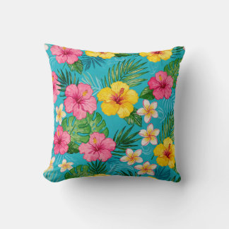 Coussin de jet floral tropical lumineux