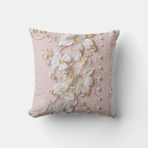 Coussin de jet floral vintage rose