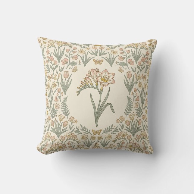 Coussin de jet Freesia Jardin de Printemps (Recto)