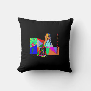 Coussin de jet funky abstrait femme noire